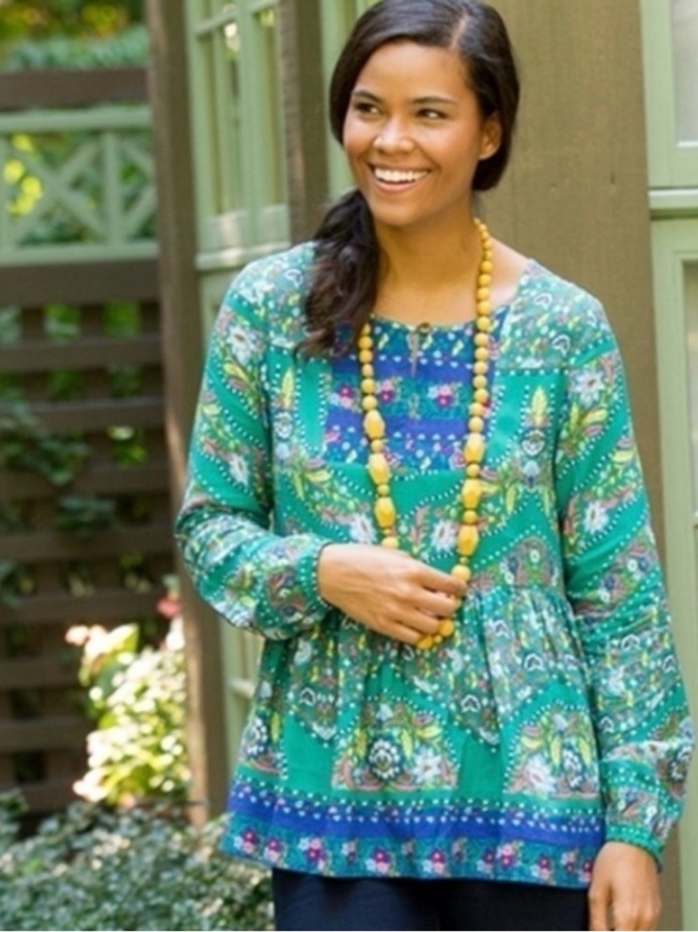 Matilda Jane Evergreen Top Make Believe Floral Long sleeve